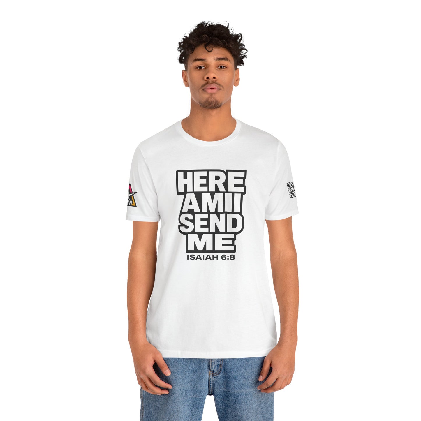 Here Am I, Send Me Graphic T-Shirt | Isaiah 6:8 Christian Tee | Faith Statement Shirt