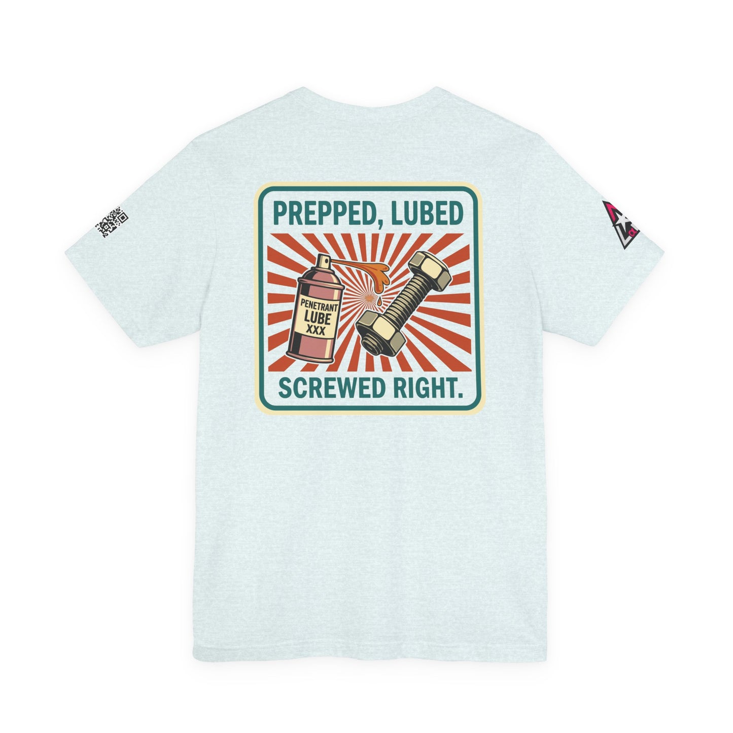 PREPPED, LUBED, SCREWED RIGHT Graphic T-Shirt | Mechanic Humor Tee | Funny Garage Shirt | Vintage Streetwear Tee