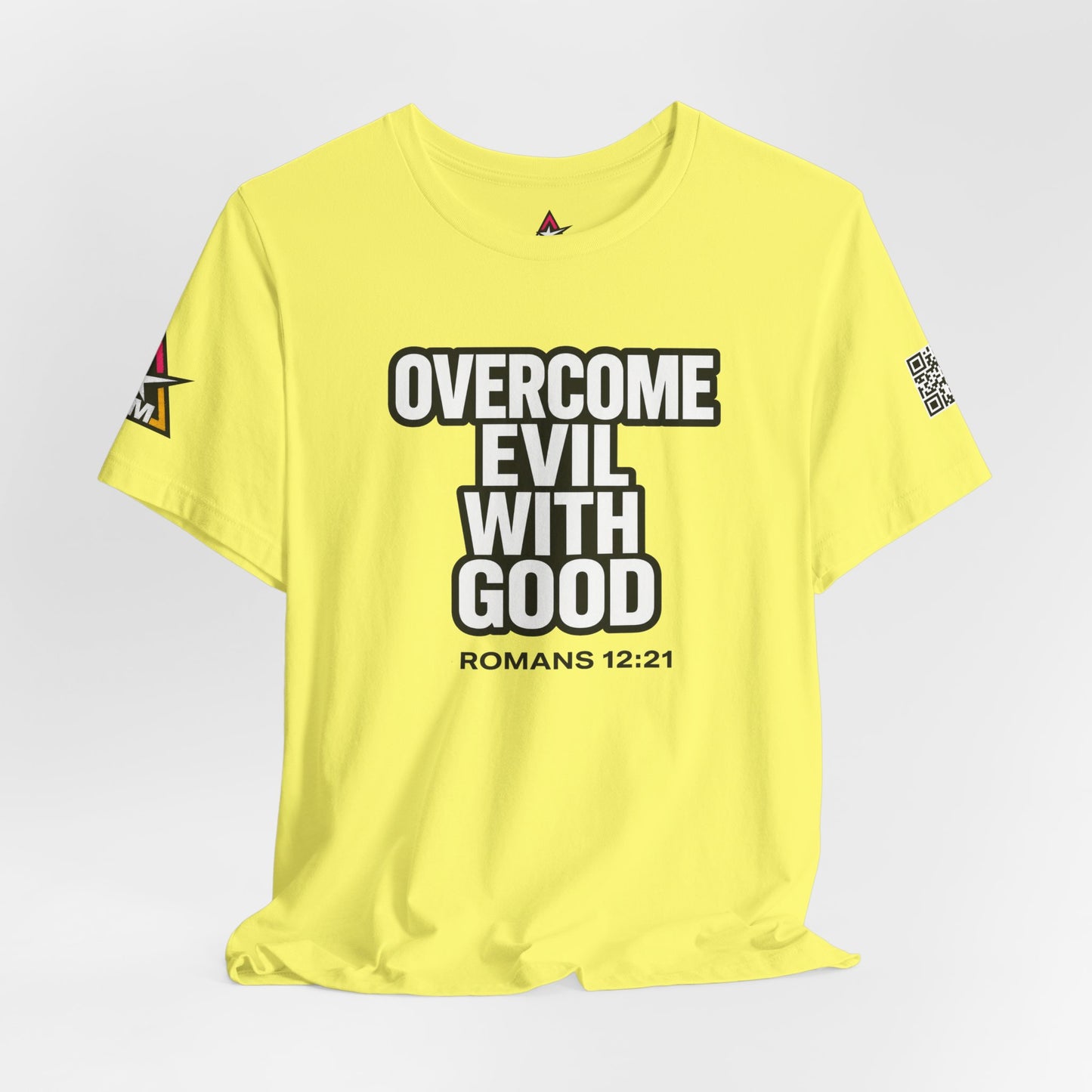 Overcome Evil With Good Graphic T-Shirt | Romans 12:21 Christian Tee | Faith & Strength Streetwear