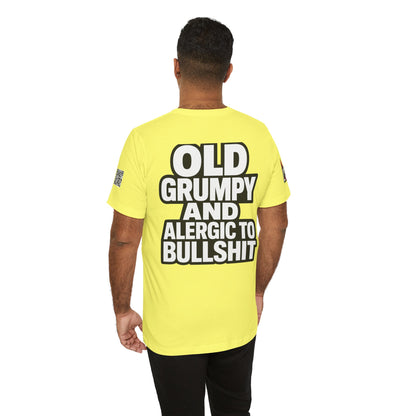 Old Grumpy & Allergic to Bullshit Graphic T-Shirt | Funny Sarcastic Tee