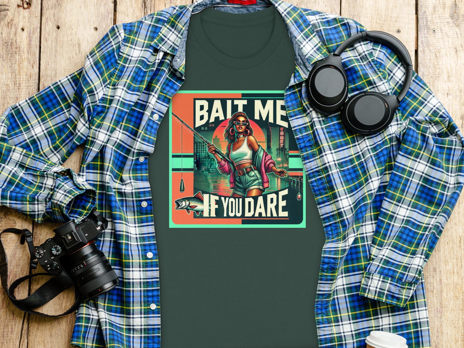 Bait Me If You Dare Fishing Themed Graphic T-shirt product type