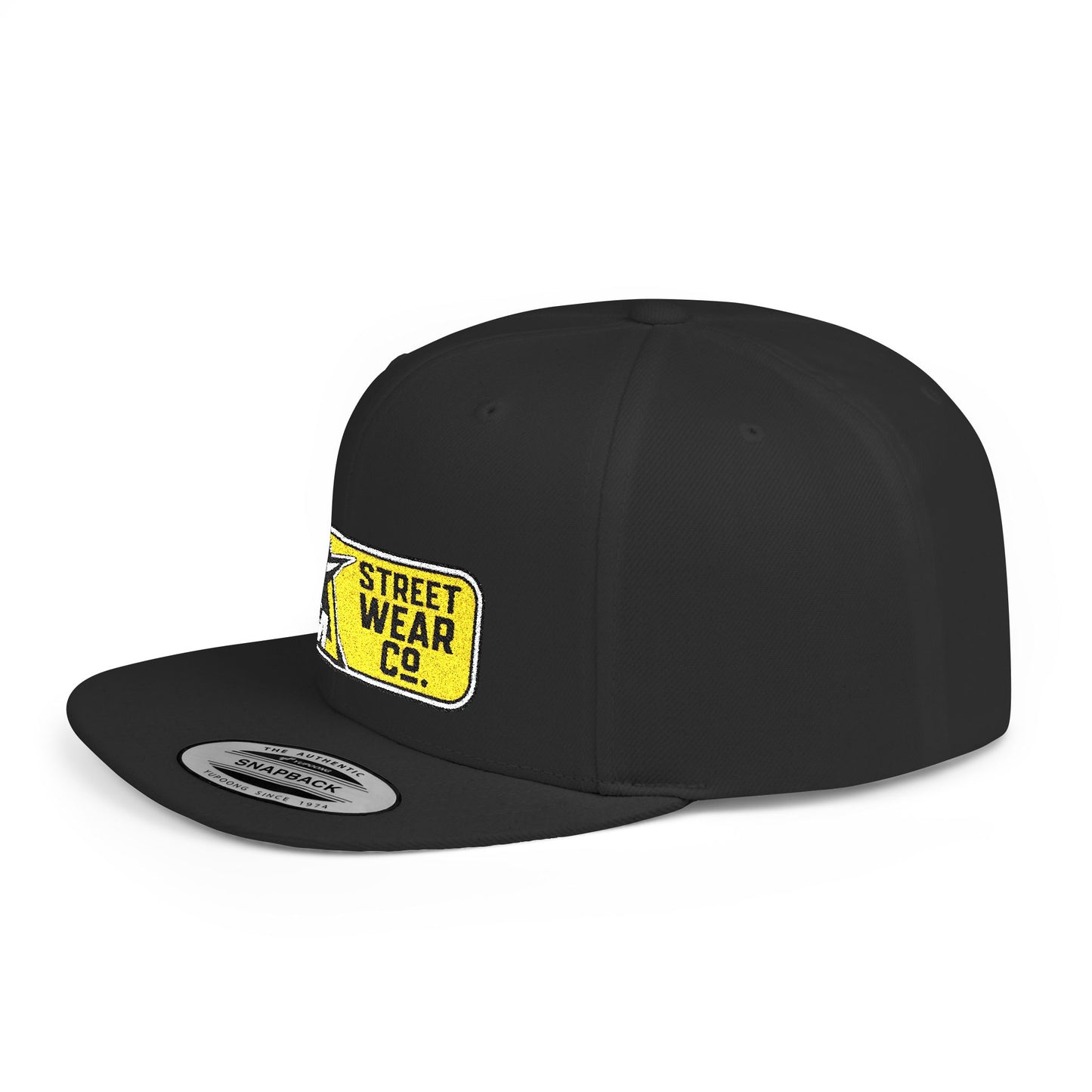 AM Streetwear Co. Embroidered Snapback Hat | Premium Streetwear Cap | Modern Logo Flat Bill Hat | Everyday Lifestyle Cap