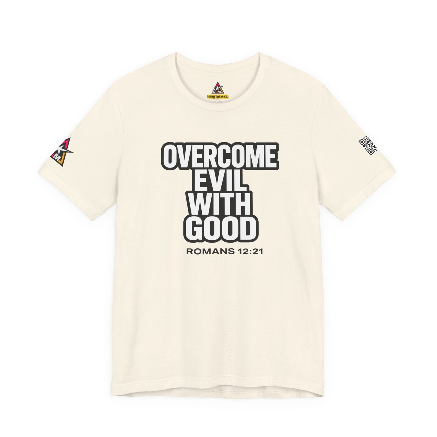 Overcome Evil With Good Graphic T-Shirt | Romans 12:21 Christian Tee | Faith & Strength Streetwear