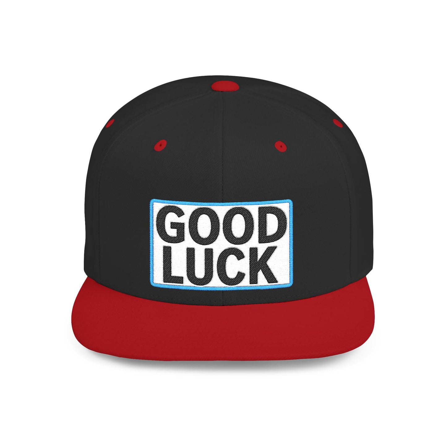 GOOD LUCK Embroidered Flat Bill Snapback Cap | Lucky Statement Hat | Streetwear Baseball Cap