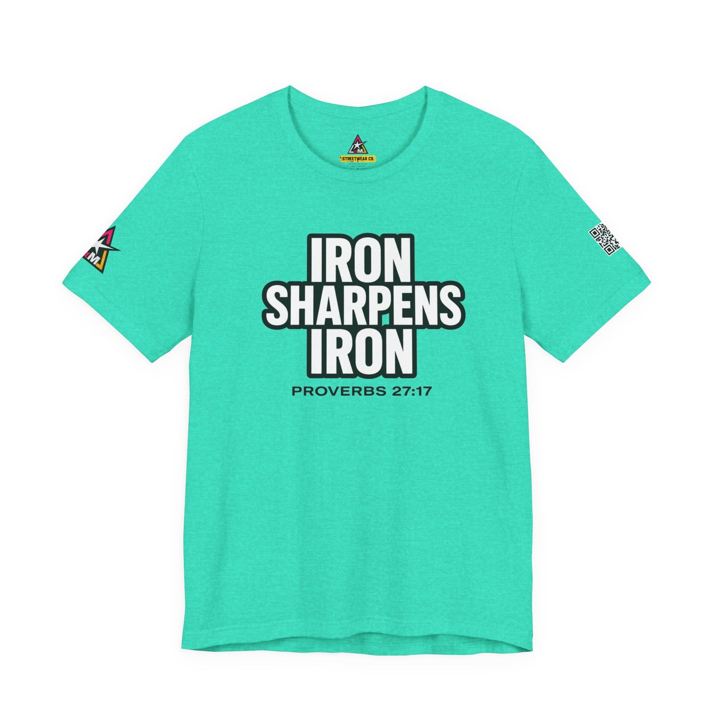 Iron Sharpens Iron Graphic T-Shirt | Proverbs 27:17 Christian Tee | Faith & Strength Streetwear