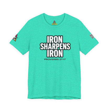 Iron Sharpens Iron Graphic T-Shirt | Proverbs 27:17 Christian Tee | Faith & Strength Streetwear