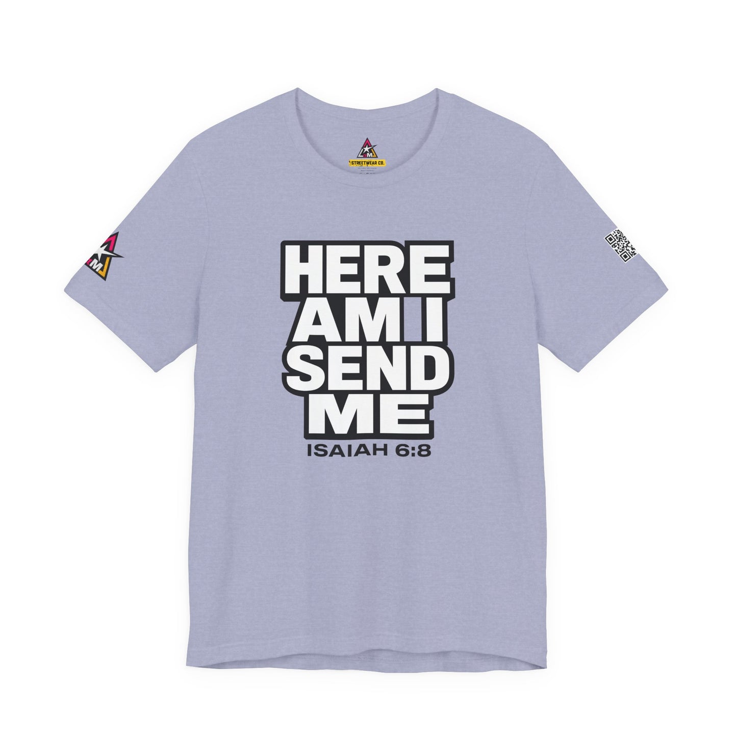 Here Am I, Send Me Graphic T-Shirt | Isaiah 6:8 Christian Tee | Faith Statement Shirt