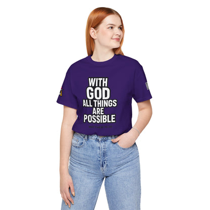 With God All Things Are Possible Graphic T-Shirt | Matthew 19:26 Christian Tee | Faith & Strength Streetwear