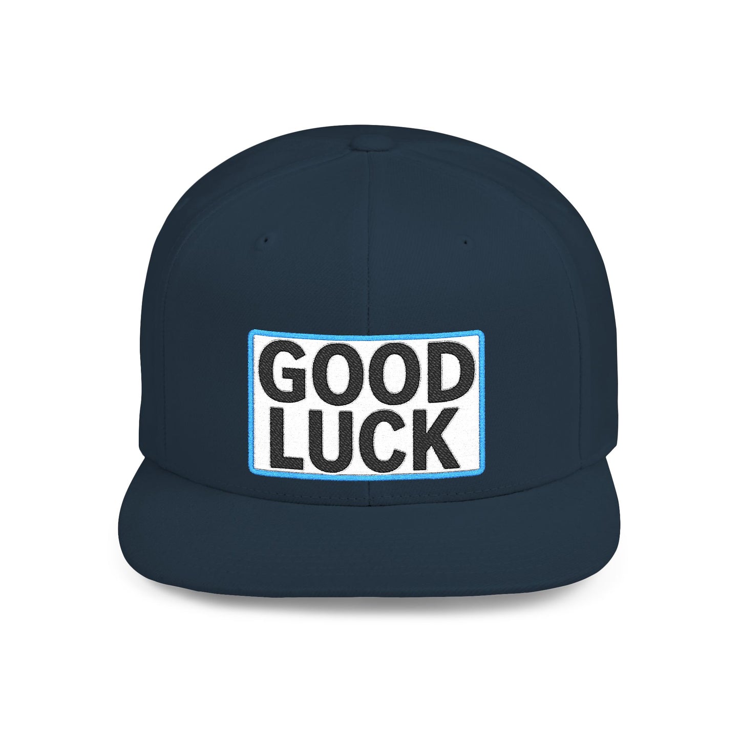 GOOD LUCK Embroidered Flat Bill Snapback Cap | Lucky Statement Hat | Streetwear Baseball Cap