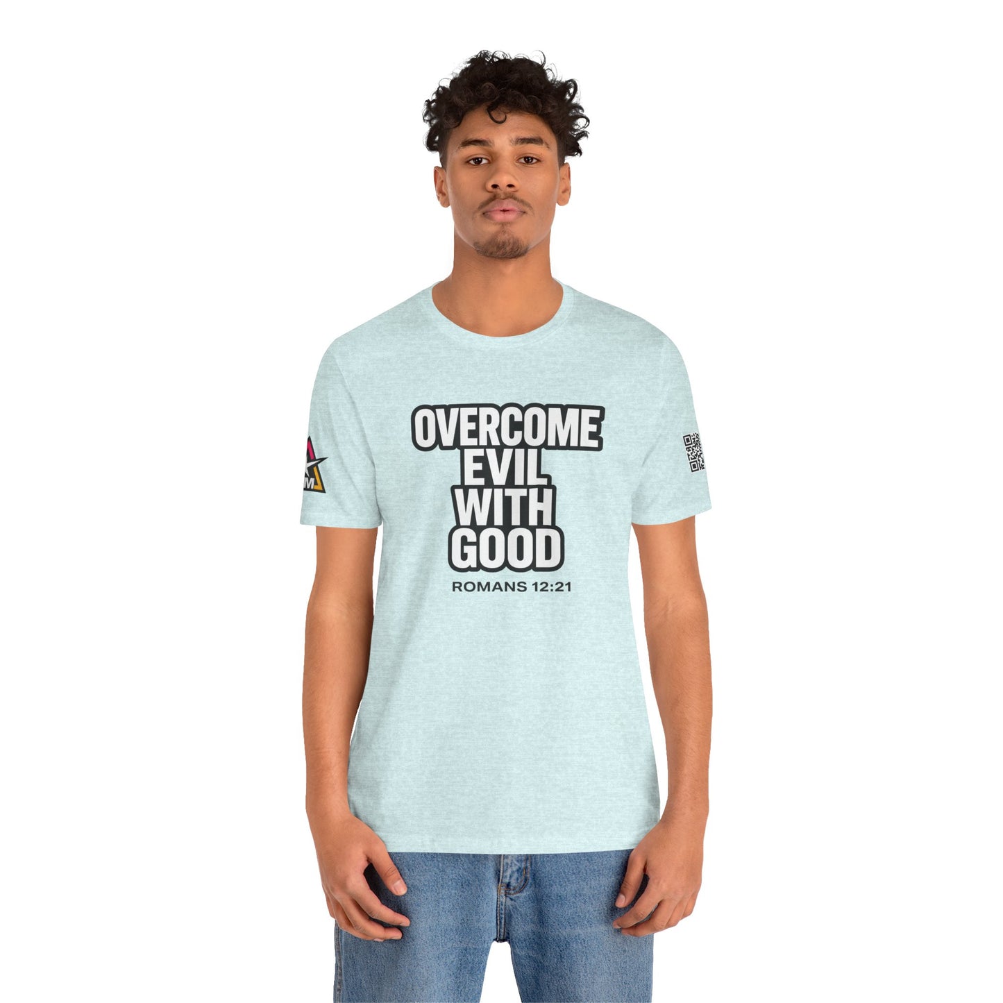 Overcome Evil With Good Graphic T-Shirt | Romans 12:21 Christian Tee | Faith & Strength Streetwear