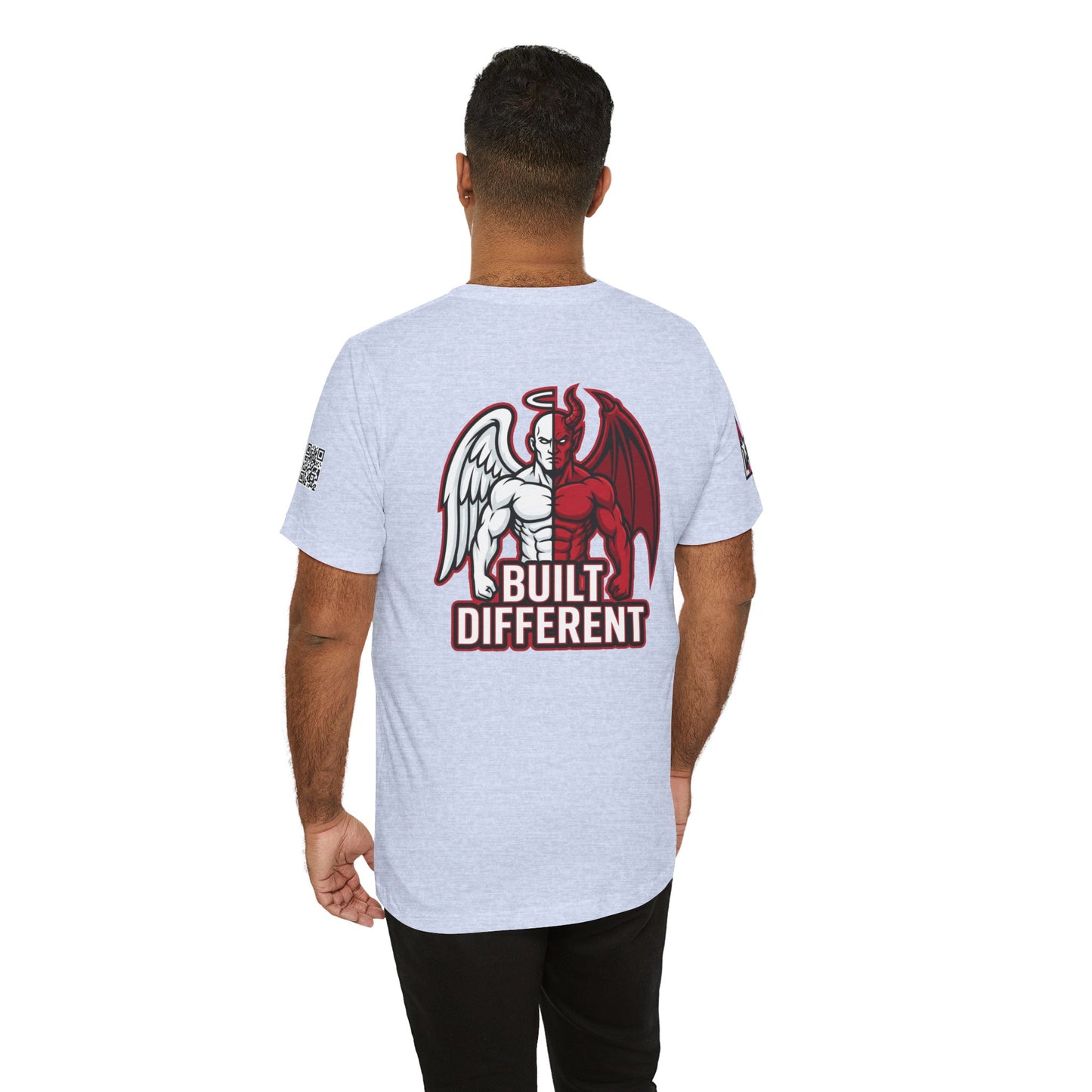 BUILT DIFFERENT Angel & Devil Graphic T-Shirt | Duality Streetwear Tee | Bold Unisex Statement Shirt