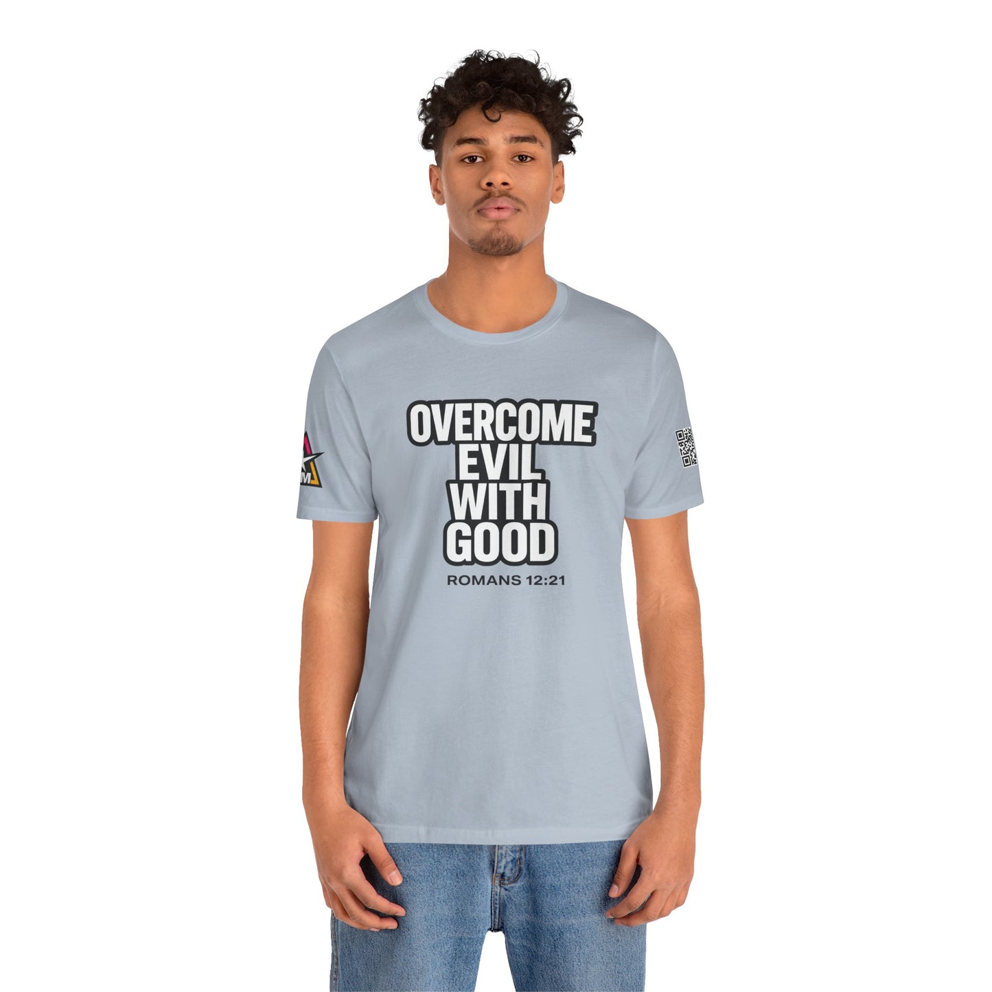Overcome Evil With Good Graphic T-Shirt | Romans 12:21 Christian Tee | Faith & Strength Streetwear