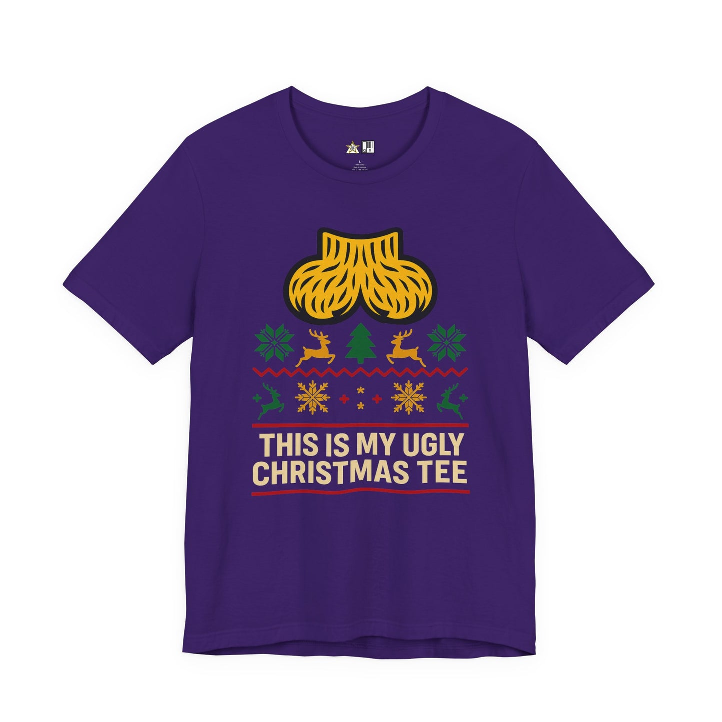 This Is My Ugly Christmas Tee Bold Reindeer & Gold Balls Ornament Holiday T-Shirt