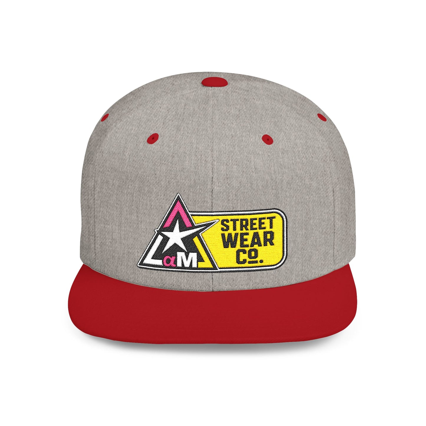 AM Streetwear Co. Embroidered Snapback Hat | Premium Streetwear Cap | Modern Logo Flat Bill Hat | Everyday Lifestyle Cap