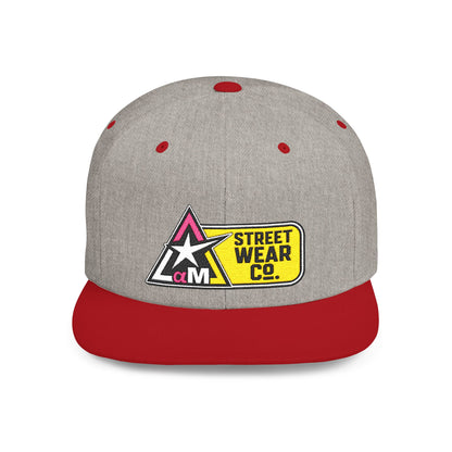 AM Streetwear Co. Embroidered Snapback Hat | Premium Streetwear Cap | Modern Logo Flat Bill Hat | Everyday Lifestyle Cap