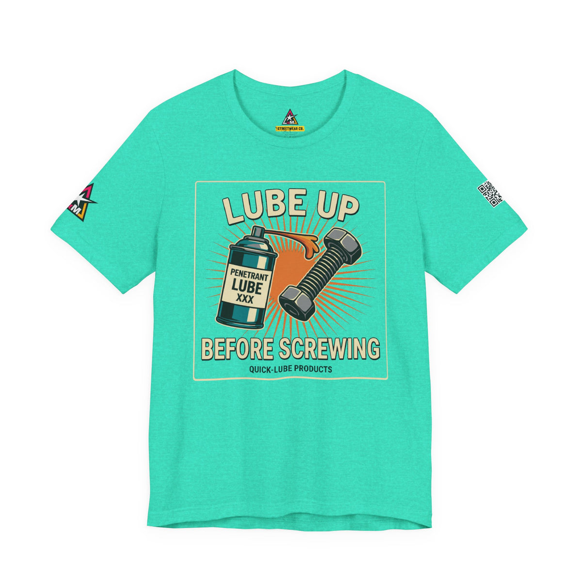 LUBE UP BEFORE SCREWING Graphic T-Shirt | Funny Mechanic Tee | Dirty Garage Humor Shirt | Vintage Automotive Tee
