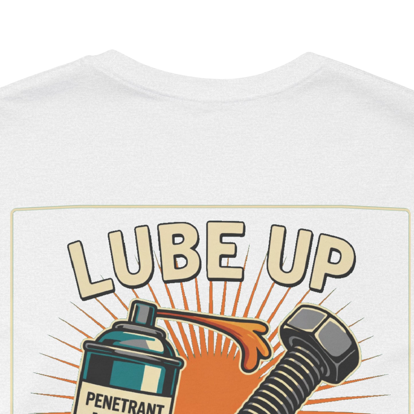 LUBE UP BEFORE SCREWING Graphic T-Shirt | Funny Mechanic Tee | Dirty Garage Humor Shirt | Vintage Automotive Tee