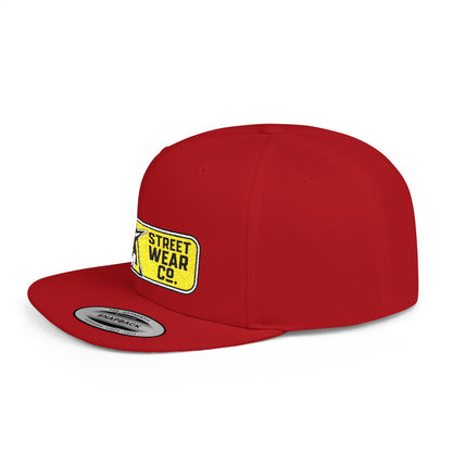 AM Streetwear Co. Embroidered Snapback Hat | Premium Streetwear Cap | Modern Logo Flat Bill Hat | Everyday Lifestyle Cap