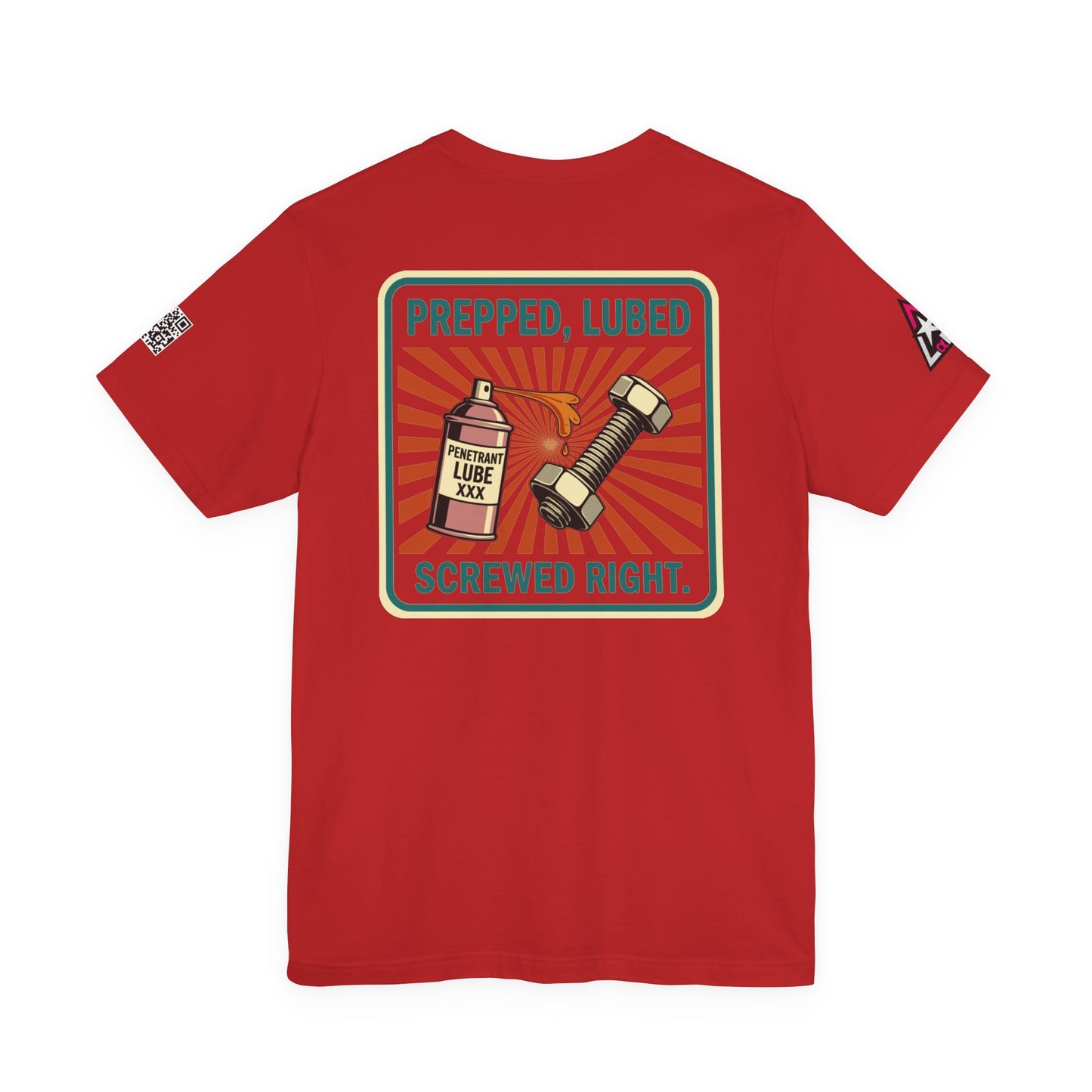 PREPPED, LUBED, SCREWED RIGHT Graphic T-Shirt | Mechanic Humor Tee | Funny Garage Shirt | Vintage Streetwear Tee