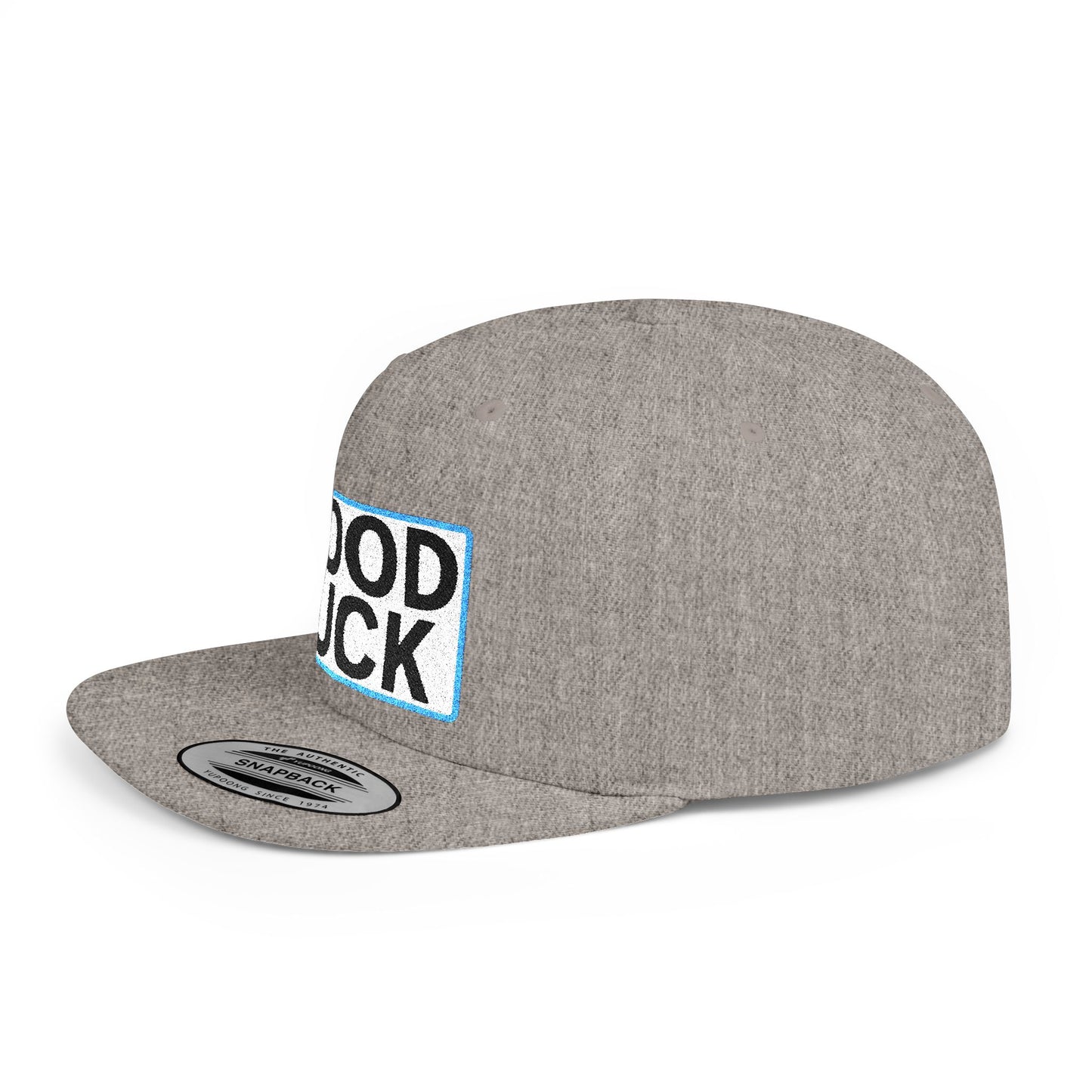 GOOD LUCK Embroidered Flat Bill Snapback Cap | Lucky Statement Hat | Streetwear Baseball Cap