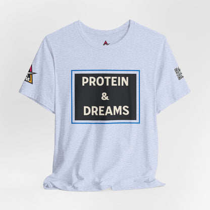 Protein & Dreams Graphic T-Shirt | Fitness Streetwear Tee | Gym Lifestyle Shirt