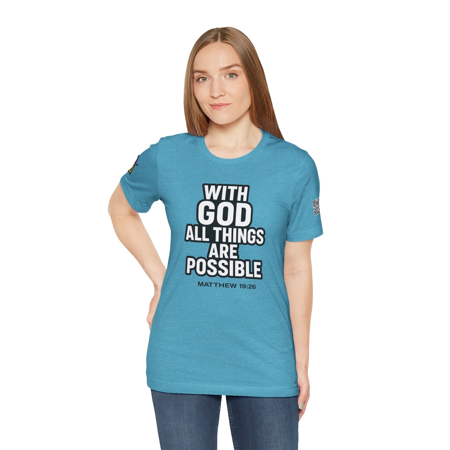With God All Things Are Possible Graphic T-Shirt | Matthew 19:26 Christian Tee | Faith & Strength Streetwear