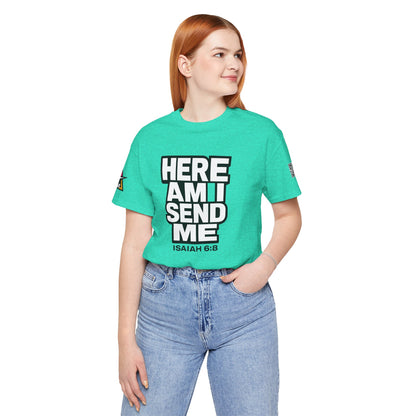 Here Am I, Send Me Graphic T-Shirt | Isaiah 6:8 Christian Tee | Faith Statement Shirt