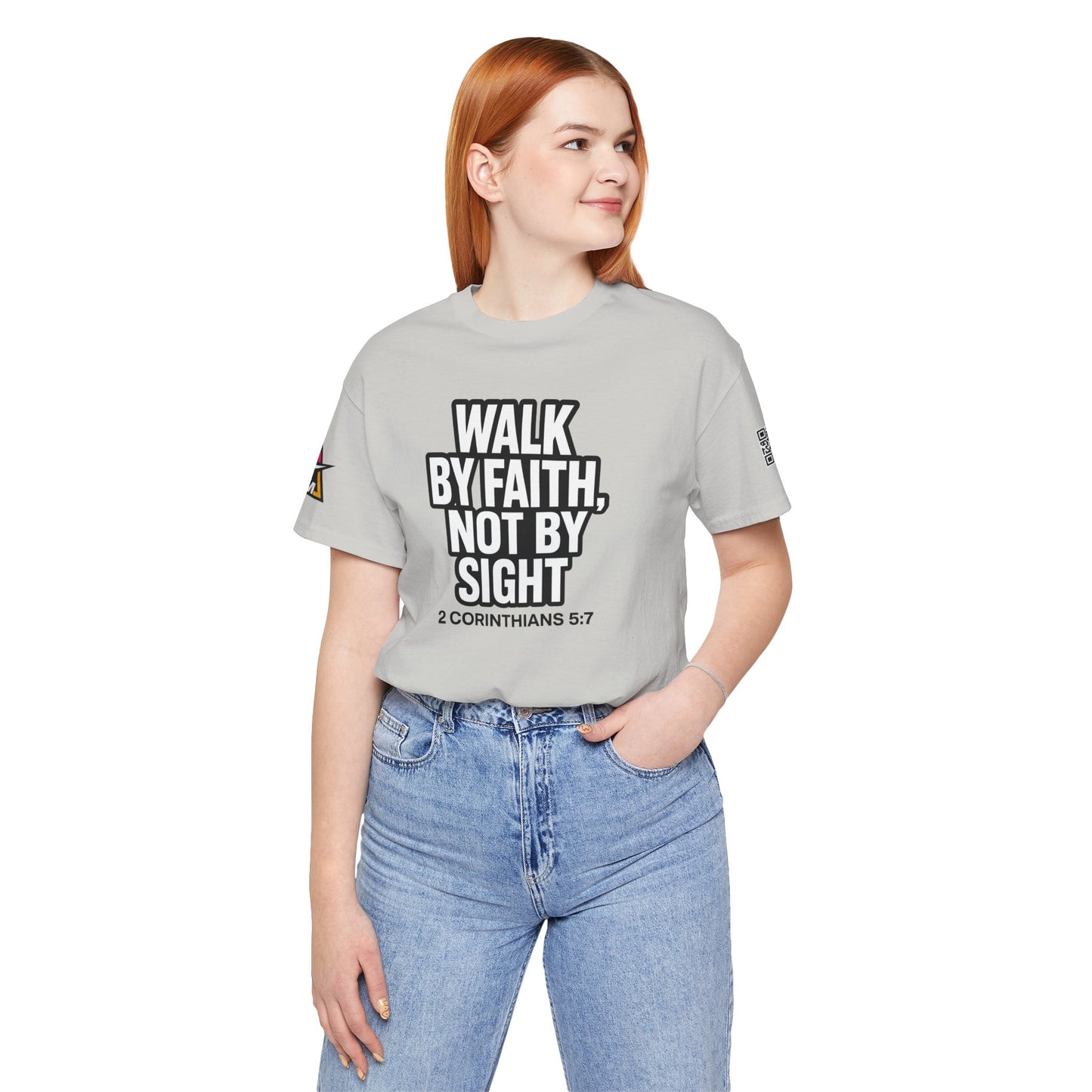 Walk by Faith, Not by Sight Graphic T-Shirt | 2 Corinthians 5:7 Christian Tee | Faith Streetwear