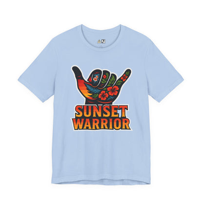 Sunset Warrior Shaka – Unisex Bold Streetwear Graphic Tee