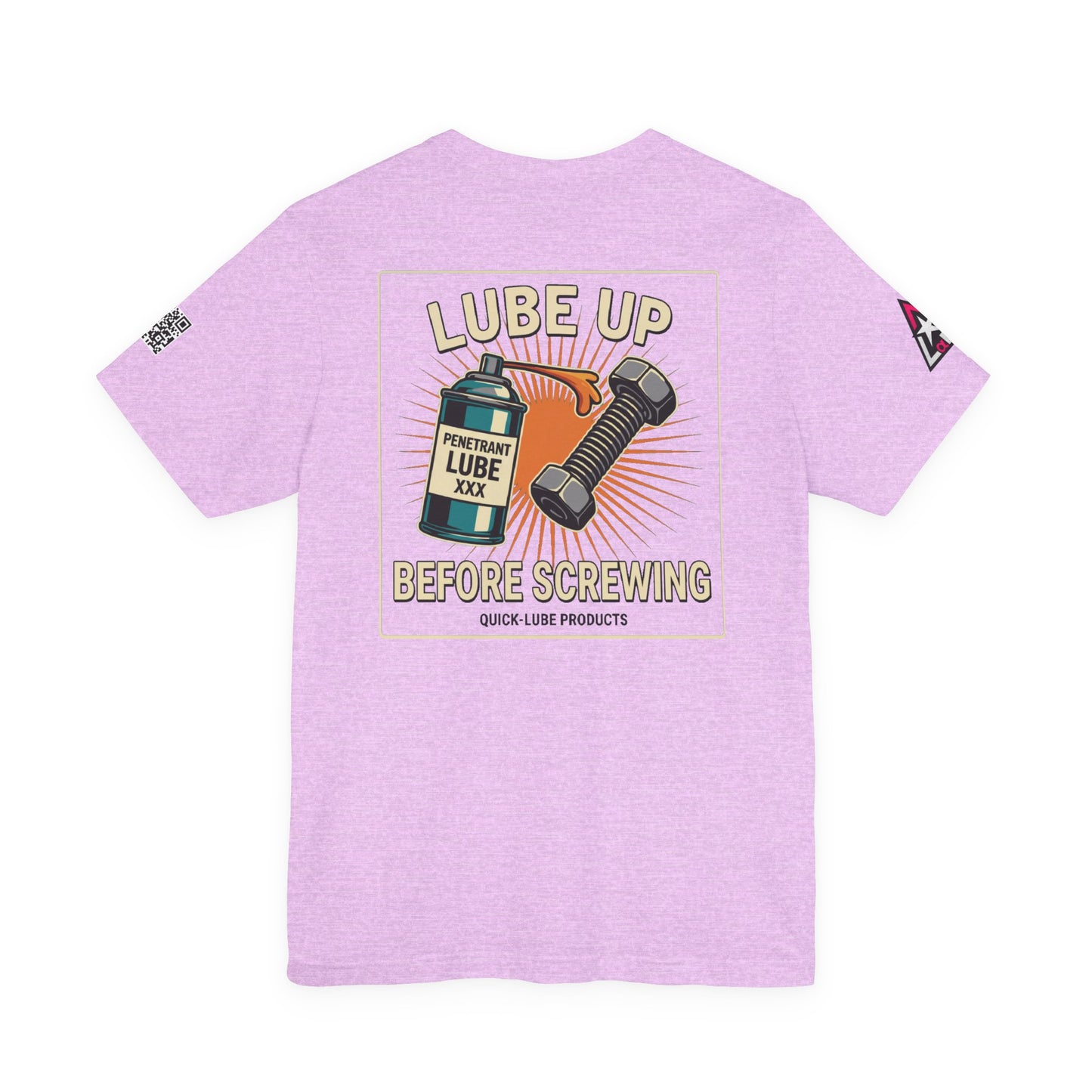 LUBE UP BEFORE SCREWING Graphic T-Shirt | Funny Mechanic Tee | Dirty Garage Humor Shirt | Vintage Automotive Tee