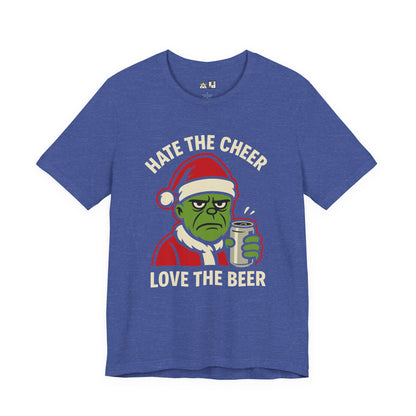 Hate the Cheer Love the Beer – Unisex Bold Holiday Graphic Tee