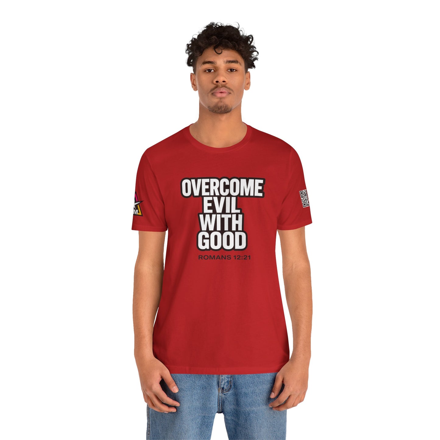 Overcome Evil With Good Graphic T-Shirt | Romans 12:21 Christian Tee | Faith & Strength Streetwear