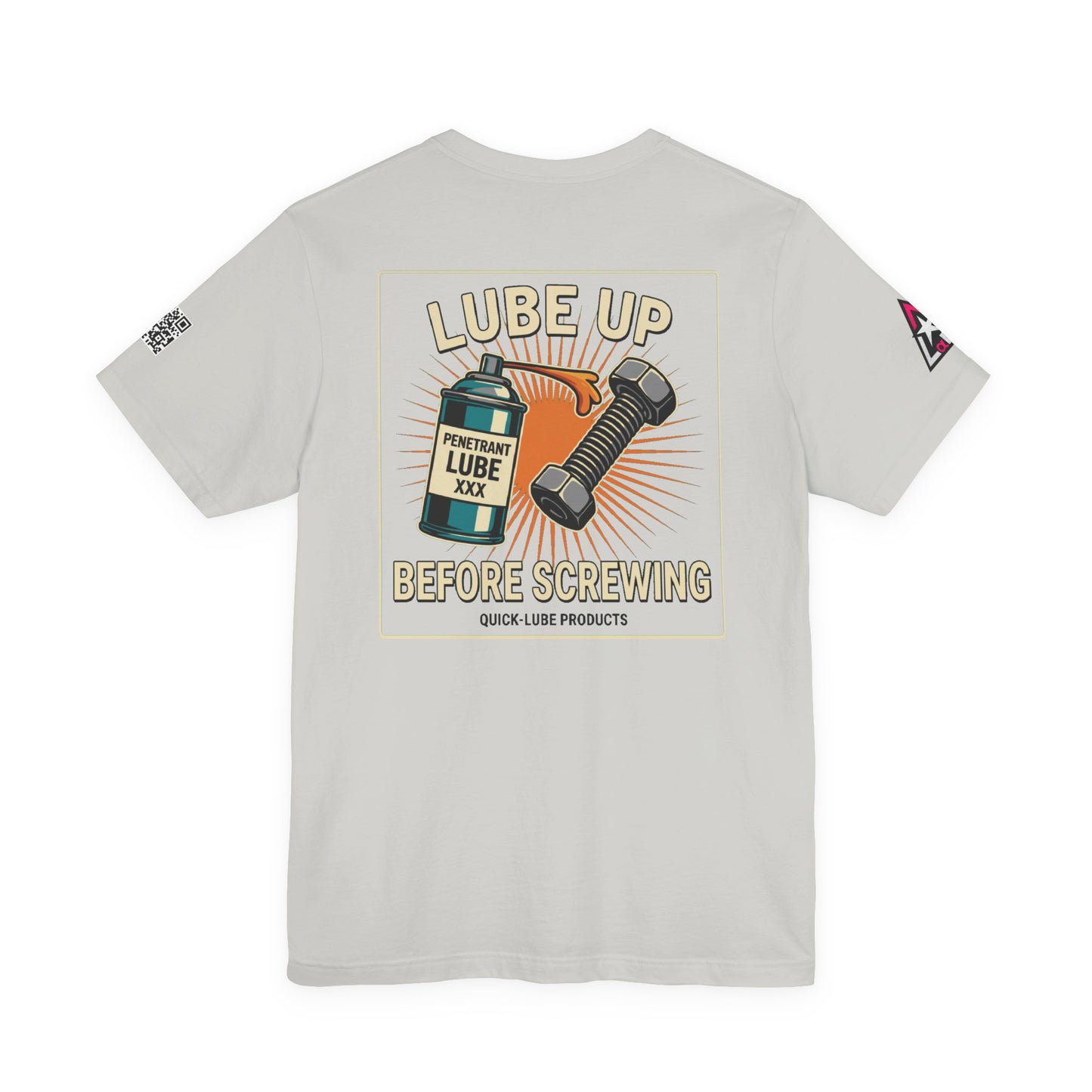 LUBE UP BEFORE SCREWING Graphic T-Shirt | Funny Mechanic Tee | Dirty Garage Humor Shirt | Vintage Automotive Tee
