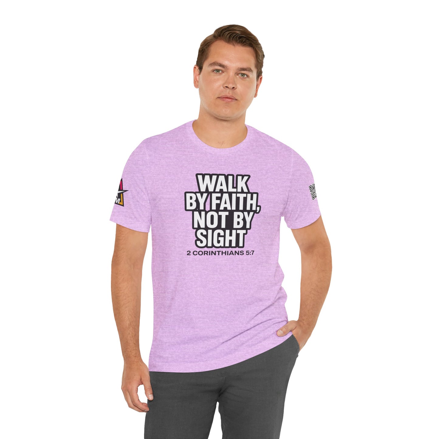 Walk by Faith, Not by Sight Graphic T-Shirt | 2 Corinthians 5:7 Christian Tee | Faith Streetwear