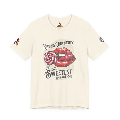 Kissing University Graphic T-Shirt | Sweetest Temptation Tee | Flirty Retro Streetwear Shirt