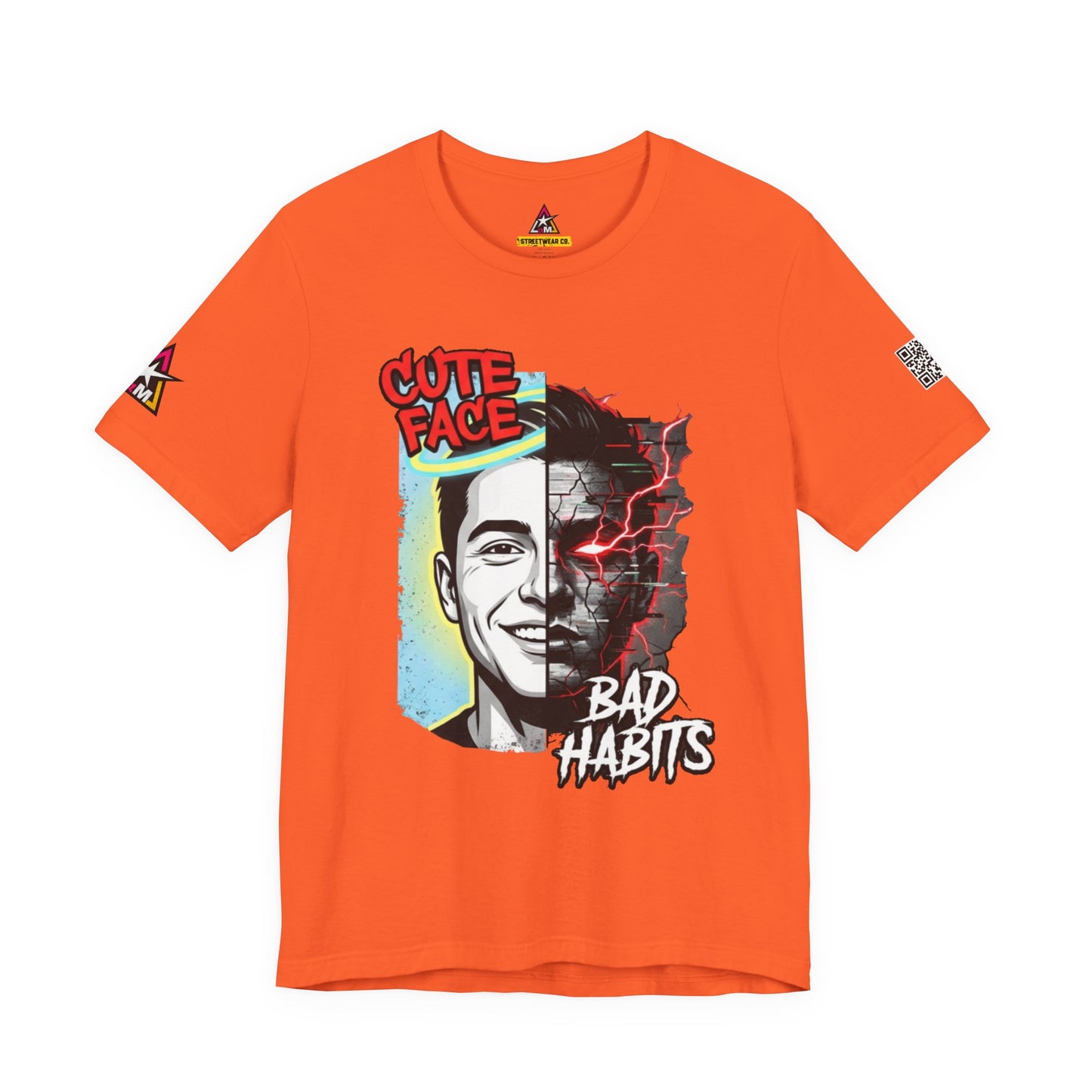CUTE FACE BAD HABITS Graphic T-Shirt | Split Face Streetwear Tee | Edgy Unisex Graphic Shirt | Alternative Streetwear