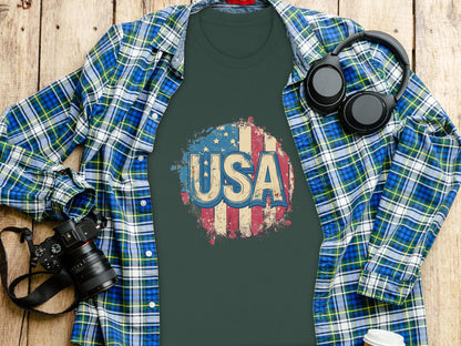 Patriotic USA Graphic Teal Shirt Country Pride product type