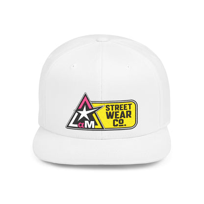 AM Streetwear Co. Embroidered Snapback Hat | Premium Streetwear Cap | Modern Logo Flat Bill Hat | Everyday Lifestyle Cap