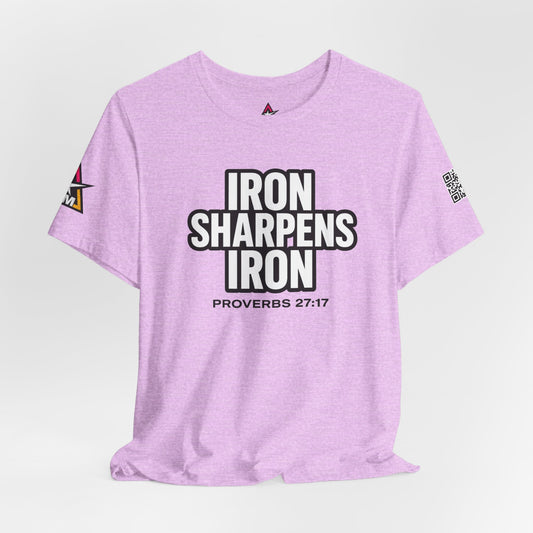 Iron Sharpens Iron Graphic T-Shirt | Proverbs 27:17 Christian Tee | Faith & Strength Streetwear
