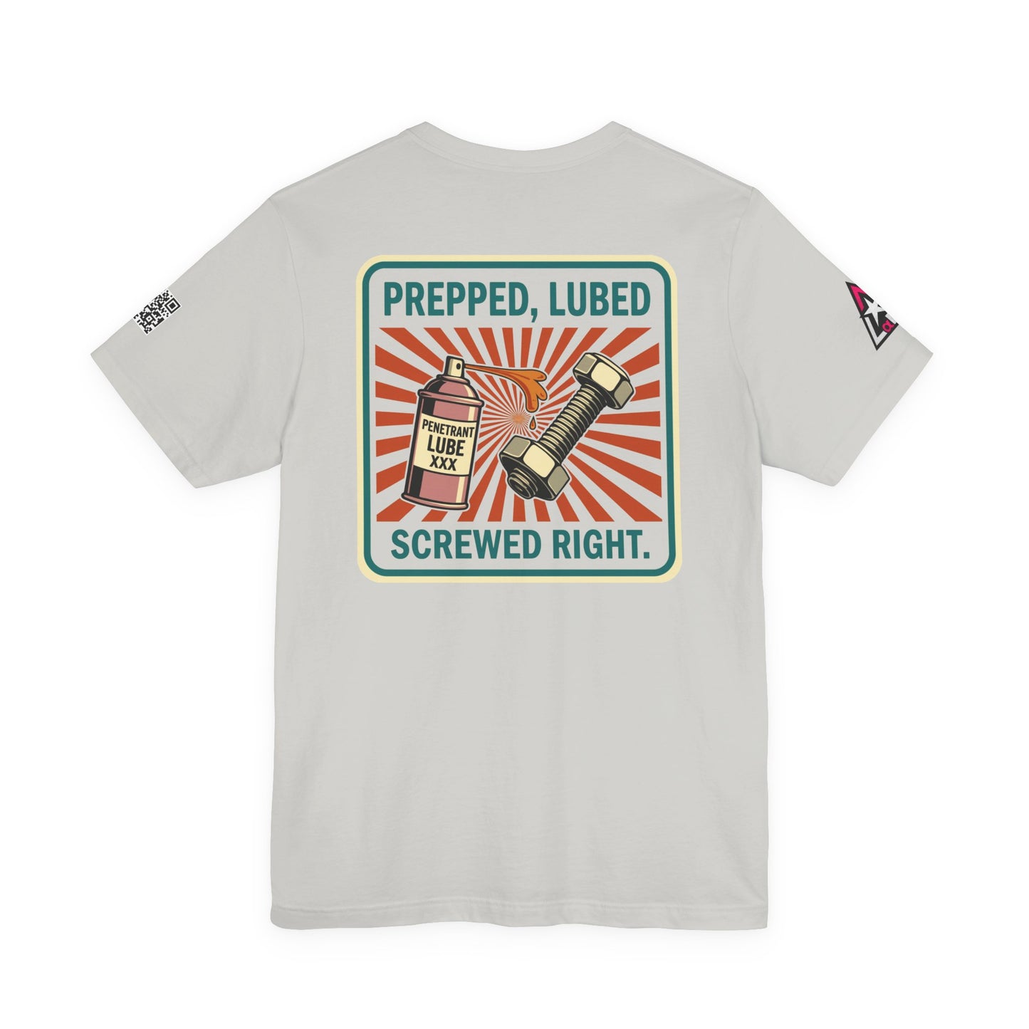 PREPPED, LUBED, SCREWED RIGHT Graphic T-Shirt | Mechanic Humor Tee | Funny Garage Shirt | Vintage Streetwear Tee