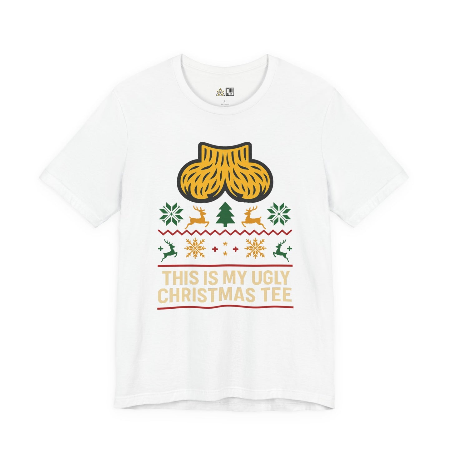This Is My Ugly Christmas Tee Bold Reindeer & Gold Balls Ornament Holiday T-Shirt