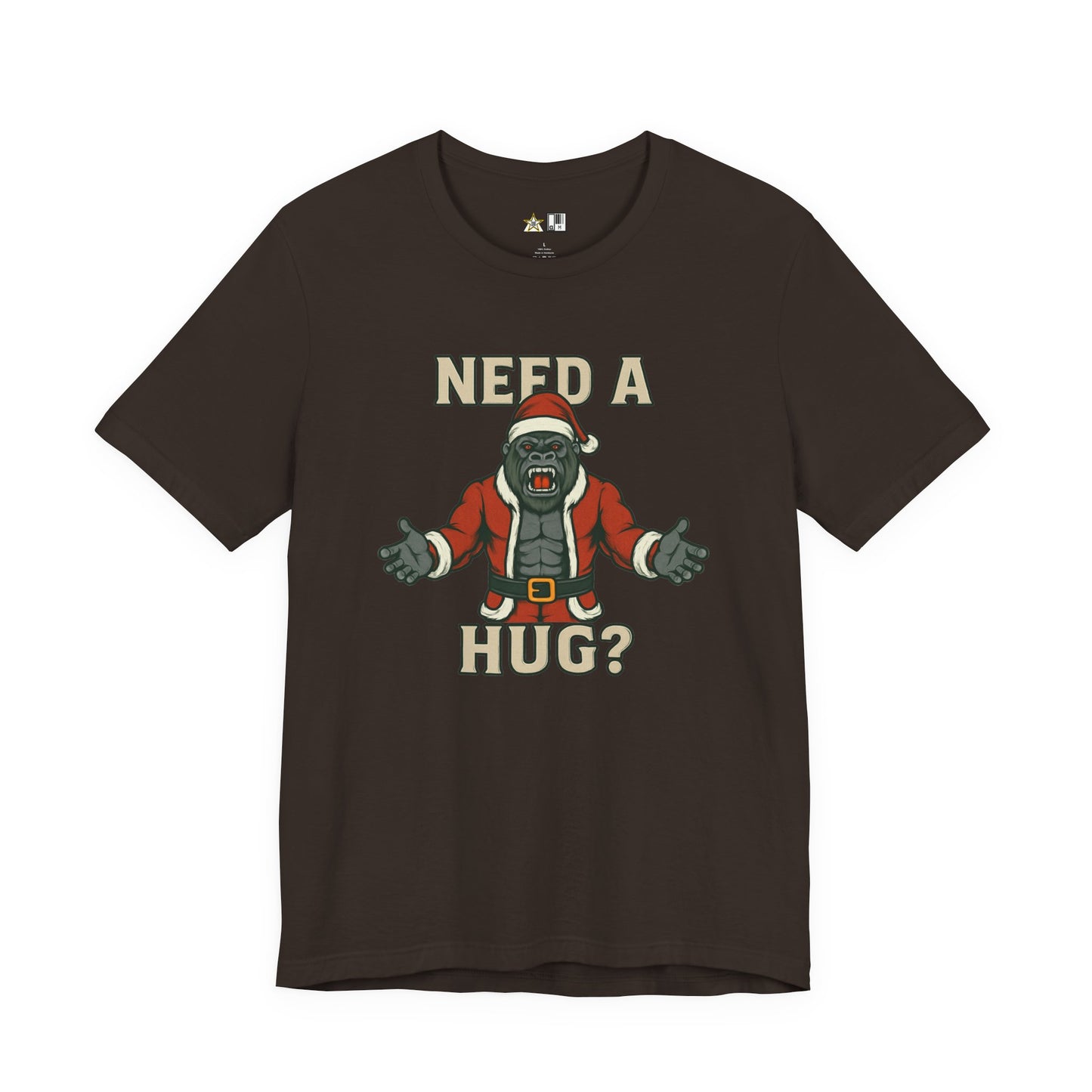Need a Hug? Gorilla Santa – Unisex Bold Graphic Streetwear Tee