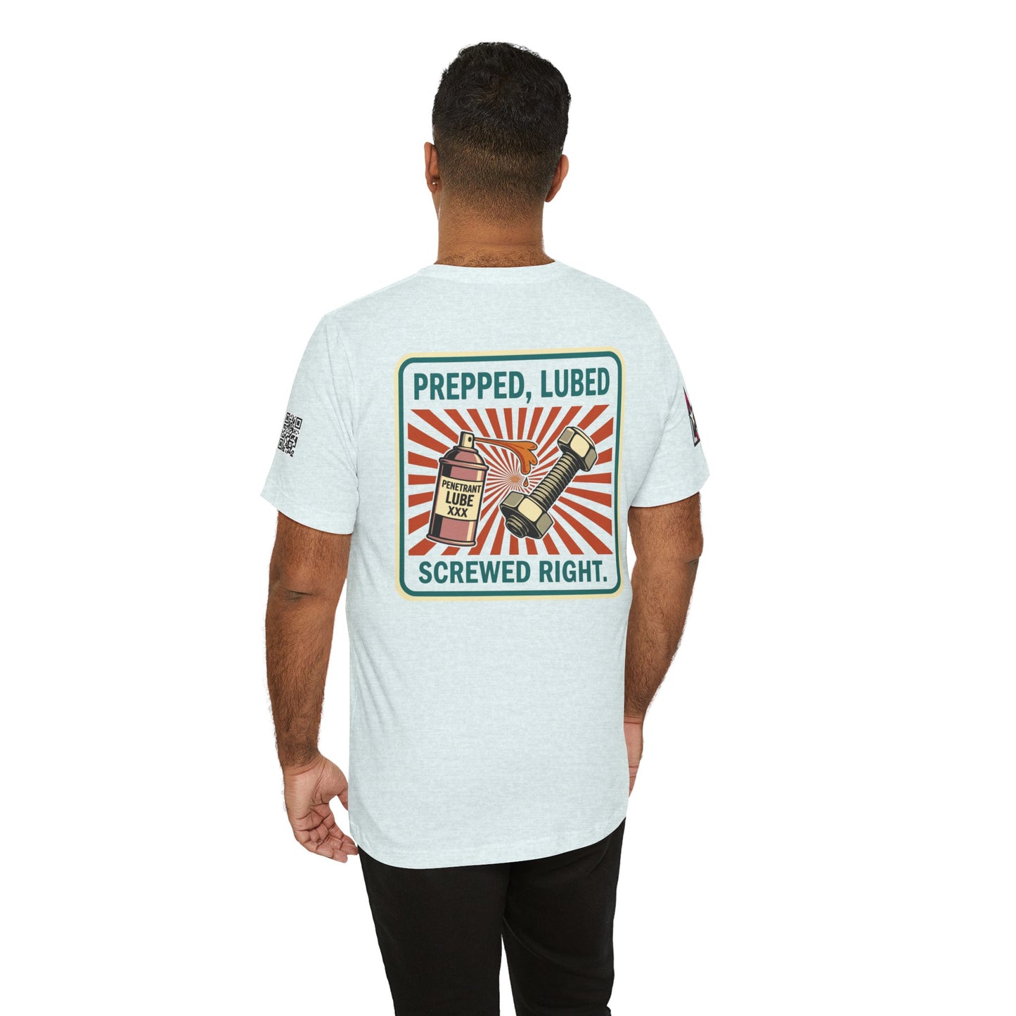 PREPPED, LUBED, SCREWED RIGHT Graphic T-Shirt | Mechanic Humor Tee | Funny Garage Shirt | Vintage Streetwear Tee