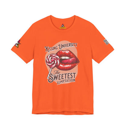 Kissing University Graphic T-Shirt | Sweetest Temptation Tee | Flirty Retro Streetwear Shirt