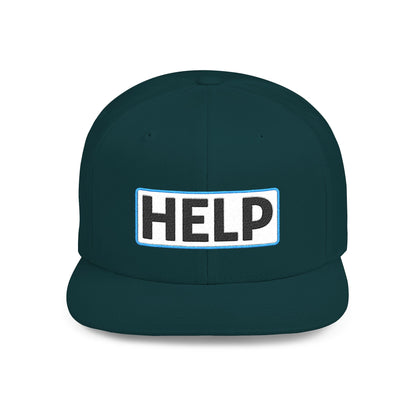 HELP Embroidered Snapback Hat | Funny Trucker Cap | Sarcastic Streetwear Hat | Festival & Everyday Cap Gift