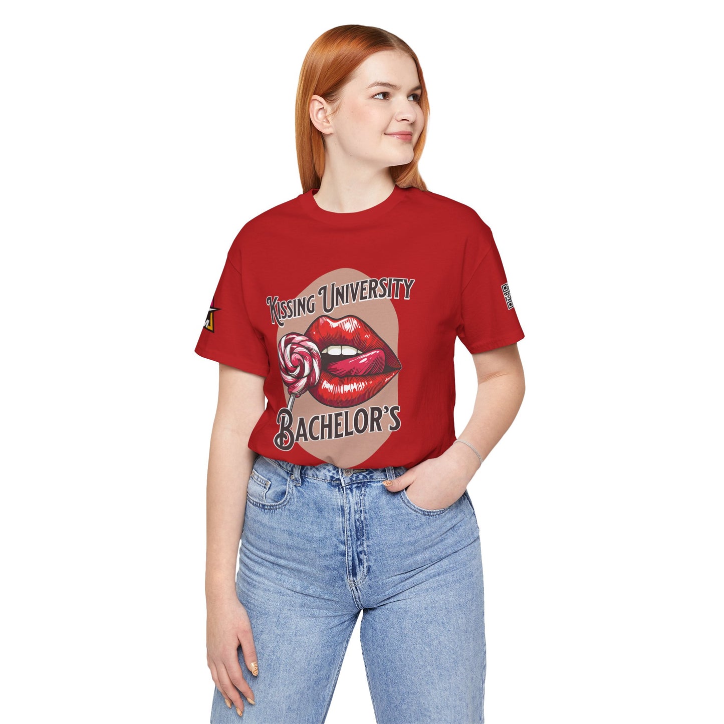 Kissing University Bachelor’s Graphic T-Shirt | Flirty Retro Tee | Funny Kissing Shirt