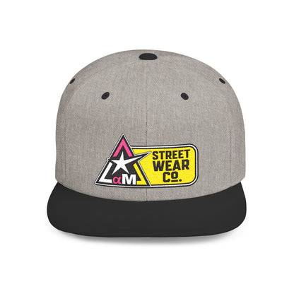 AM Streetwear Co. Embroidered Snapback Hat | Premium Streetwear Cap | Modern Logo Flat Bill Hat | Everyday Lifestyle Cap