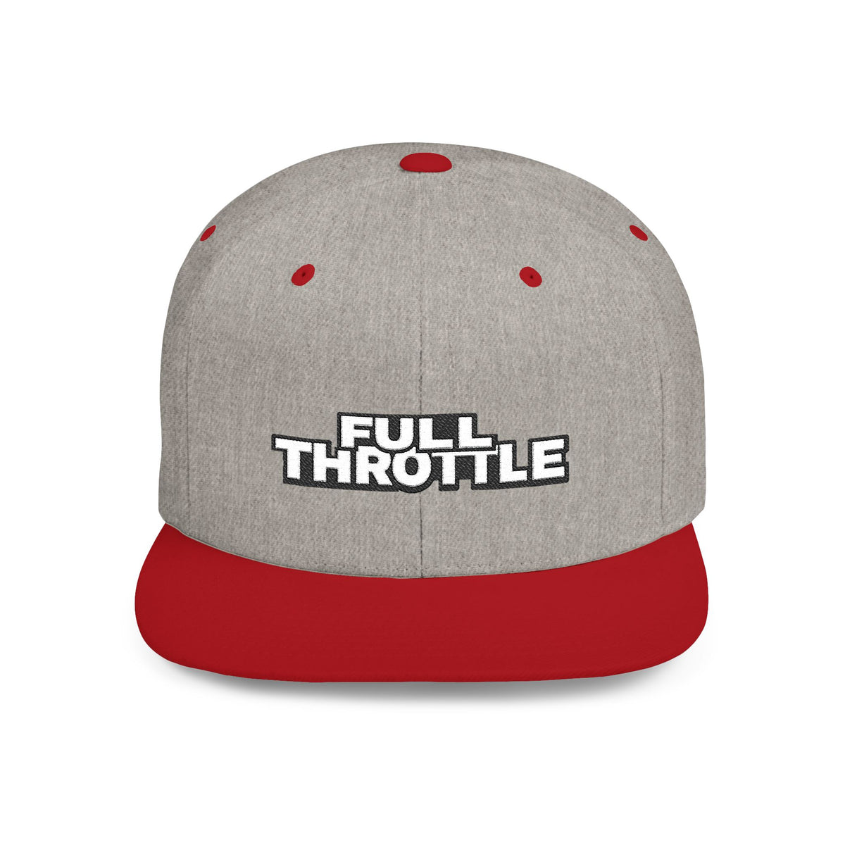 FULL THROTTLE Embroidered Flat Bill Snapback Cap | Bold Motorsport Hat | Streetwear Baseball Cap