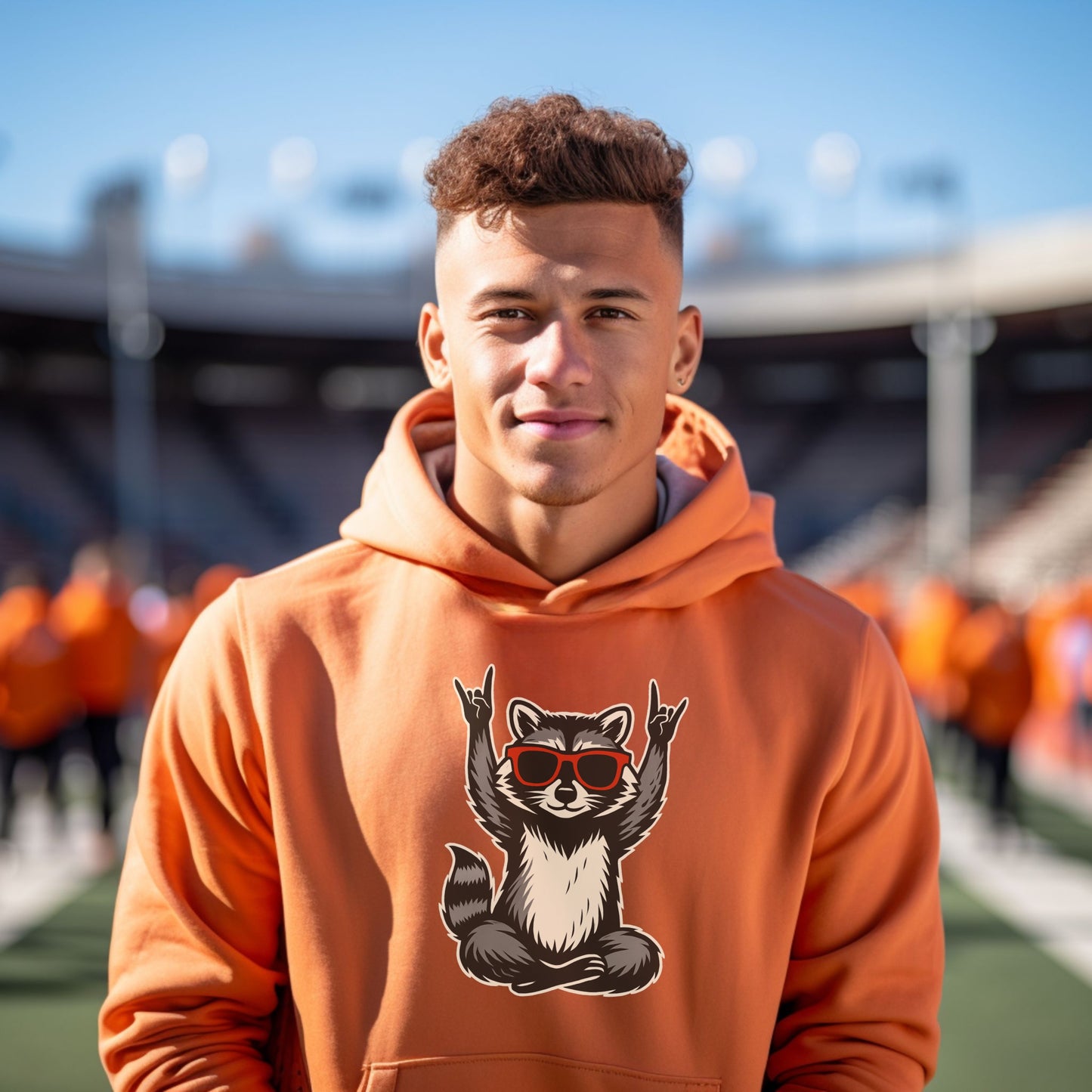 Trendy Raccoon Hoodie with Fun Graphic Design