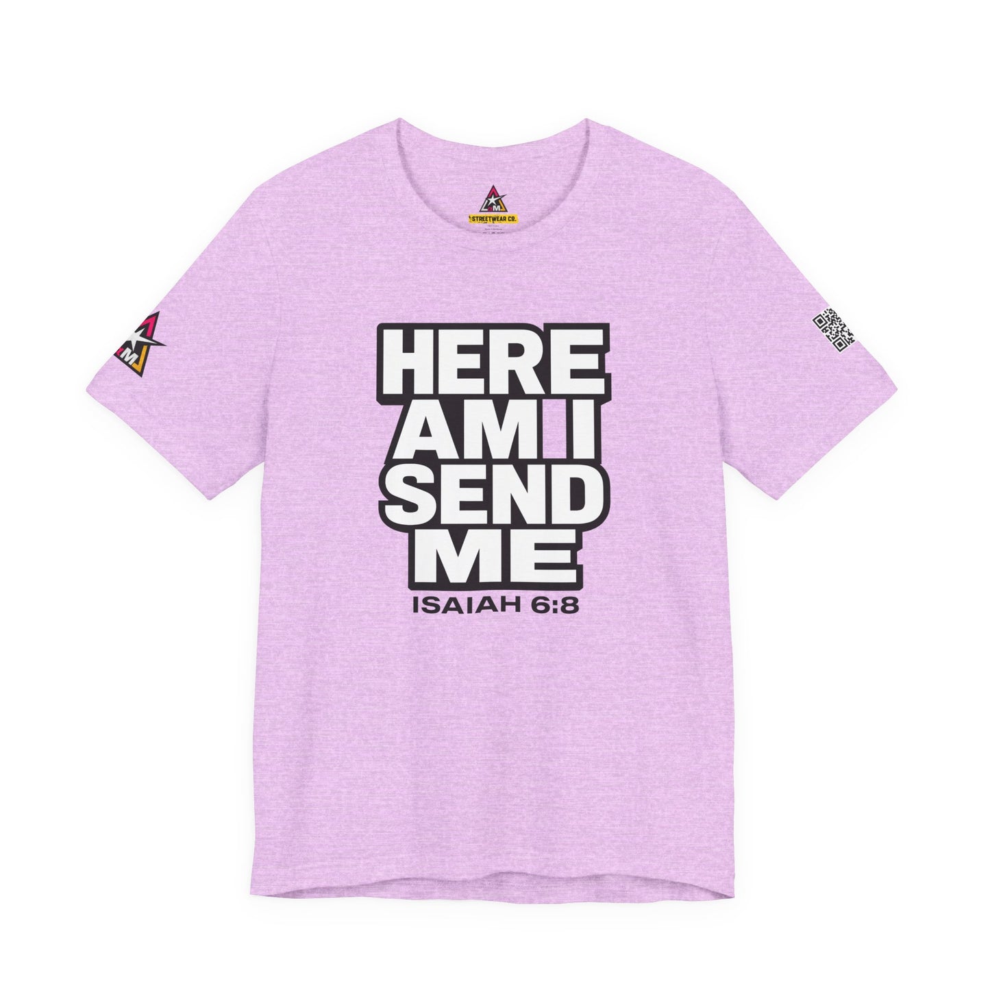 Here Am I, Send Me Graphic T-Shirt | Isaiah 6:8 Christian Tee | Faith Statement Shirt